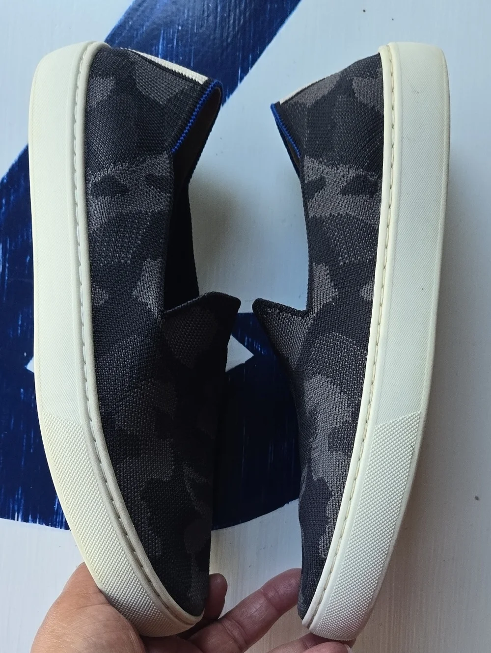 Rothy's The Original Gray Camo Slip-on Sneaker Size 9